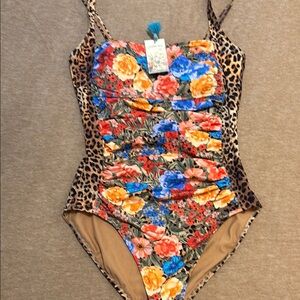 Johnny Was Multicolor Floral Swimsuit